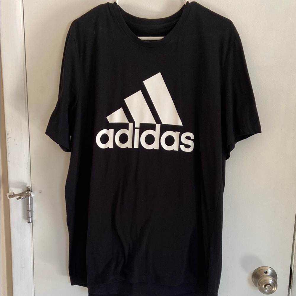 Adidas Black Tee with Iconic White Emblem, Men’s XL